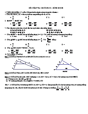 Đề kiểm tra chương III  hình học lớp 8